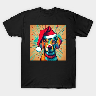 Retriever Wearing A Santa Hat Pop Art Puppy T-Shirt